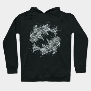 White Fish Circle Line Art Hoodie